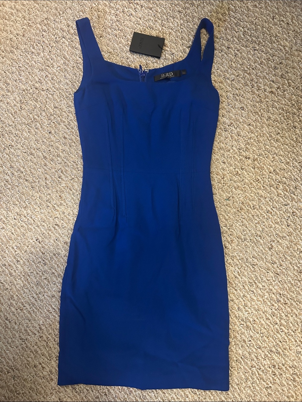Bird, Briton Street. Royal Blue Square Neck Sheath Dress